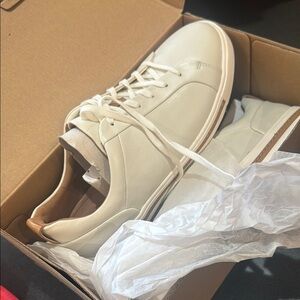 Clarks Cream Leather Sneakers